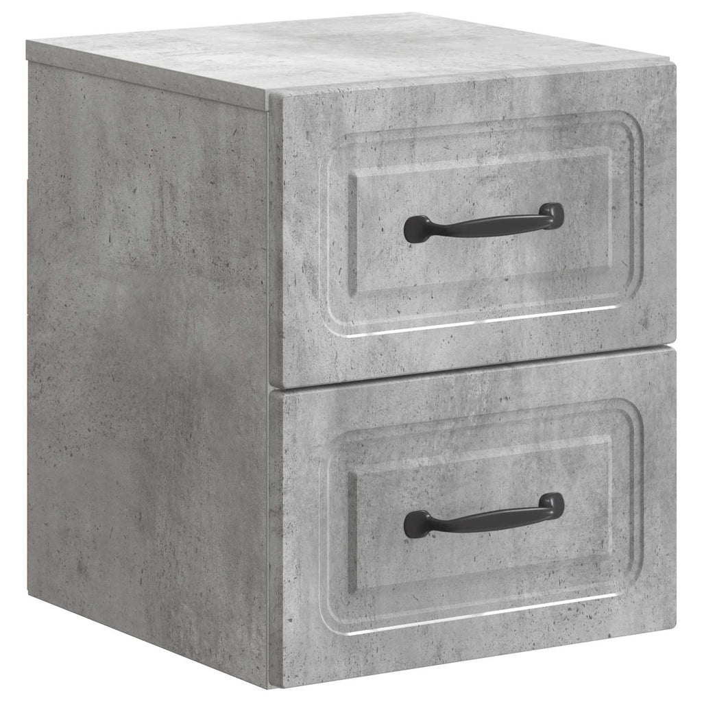 Mobiletto da notte a muro con cassetto 2 pcs Grigio Cemento