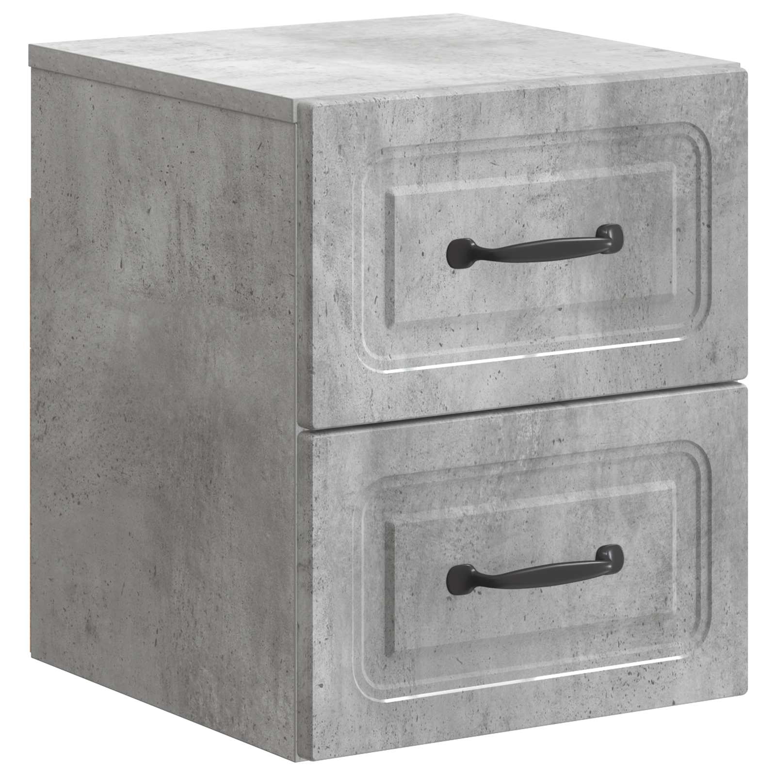 Mobiletto da notte a muro con cassetto 2 pcs Grigio Cemento
