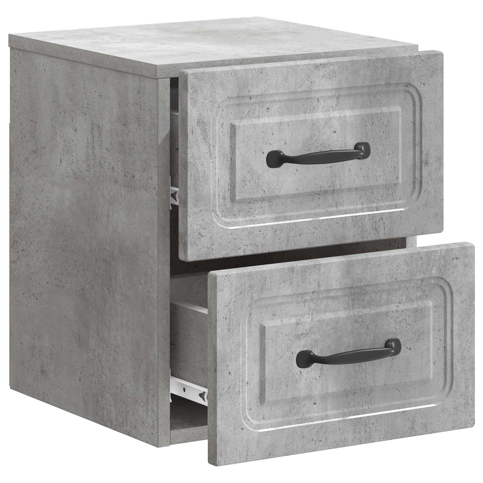 Mobiletto da notte a muro con cassetto 2 pcs Grigio Cemento