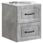 Mobiletto da notte a muro con cassetto 2 pcs Grigio Cemento