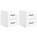 Mobiletto da notte a muro 2 pcs Bianco Lucido 34,5 x 33 x 40 cm