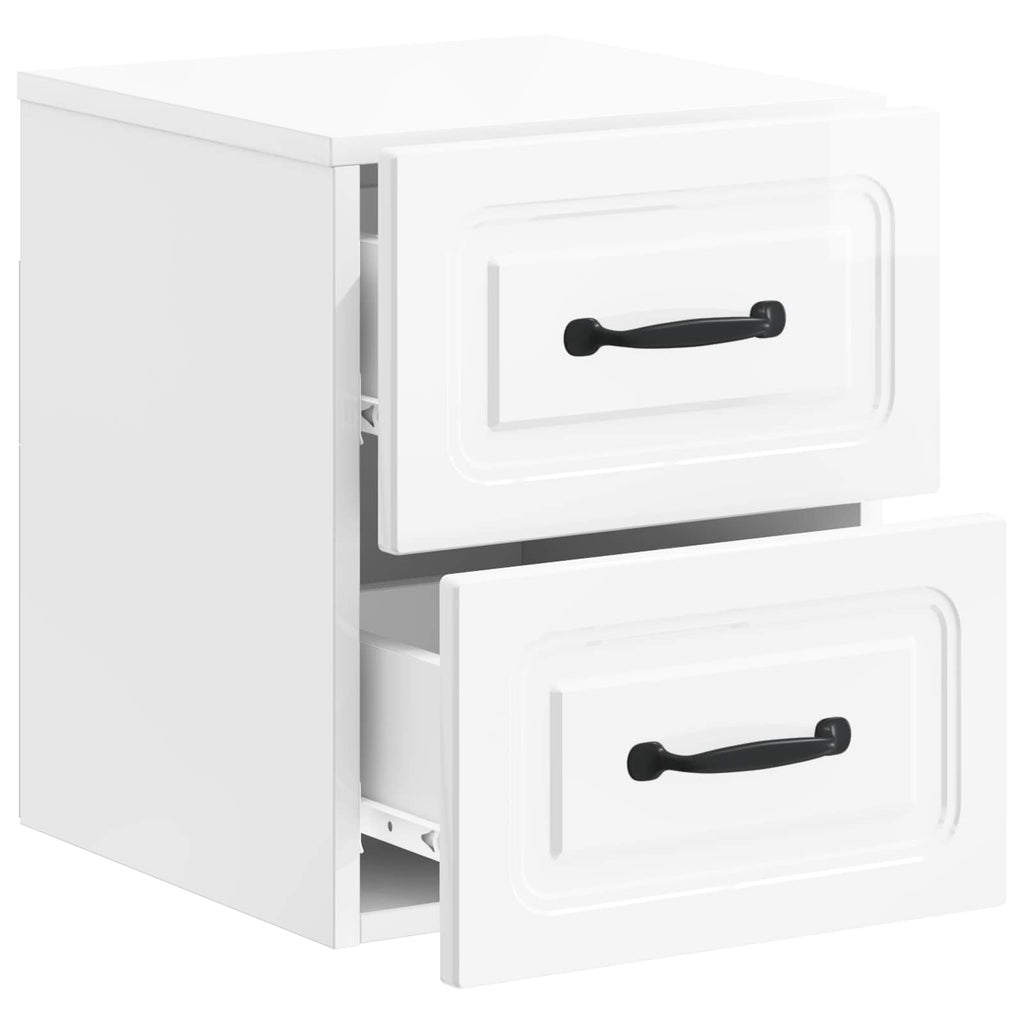 Mobiletto da notte a muro 2 pcs Bianco Lucido 34,5 x 33 x 40 cm