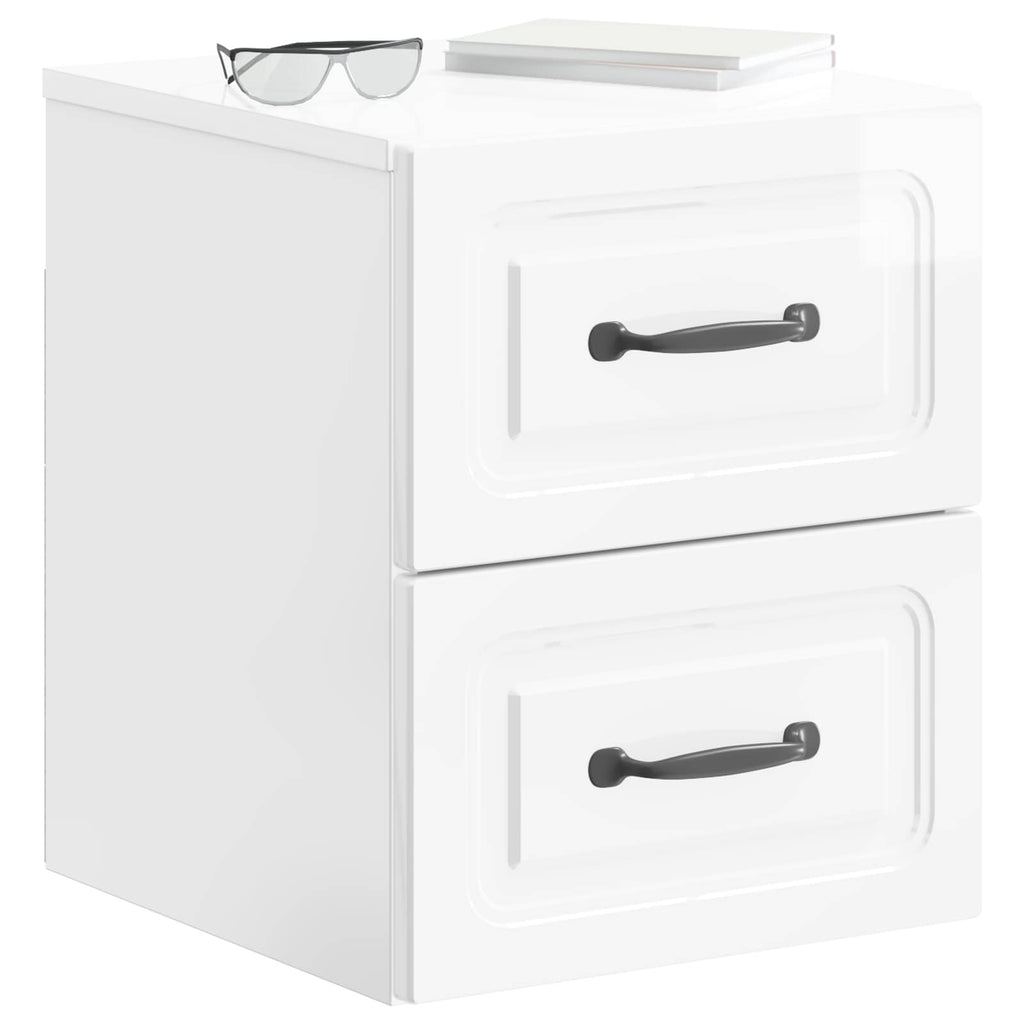 Mobiletto da notte a muro 2 pcs Bianco Lucido 34,5 x 33 x 40 cm