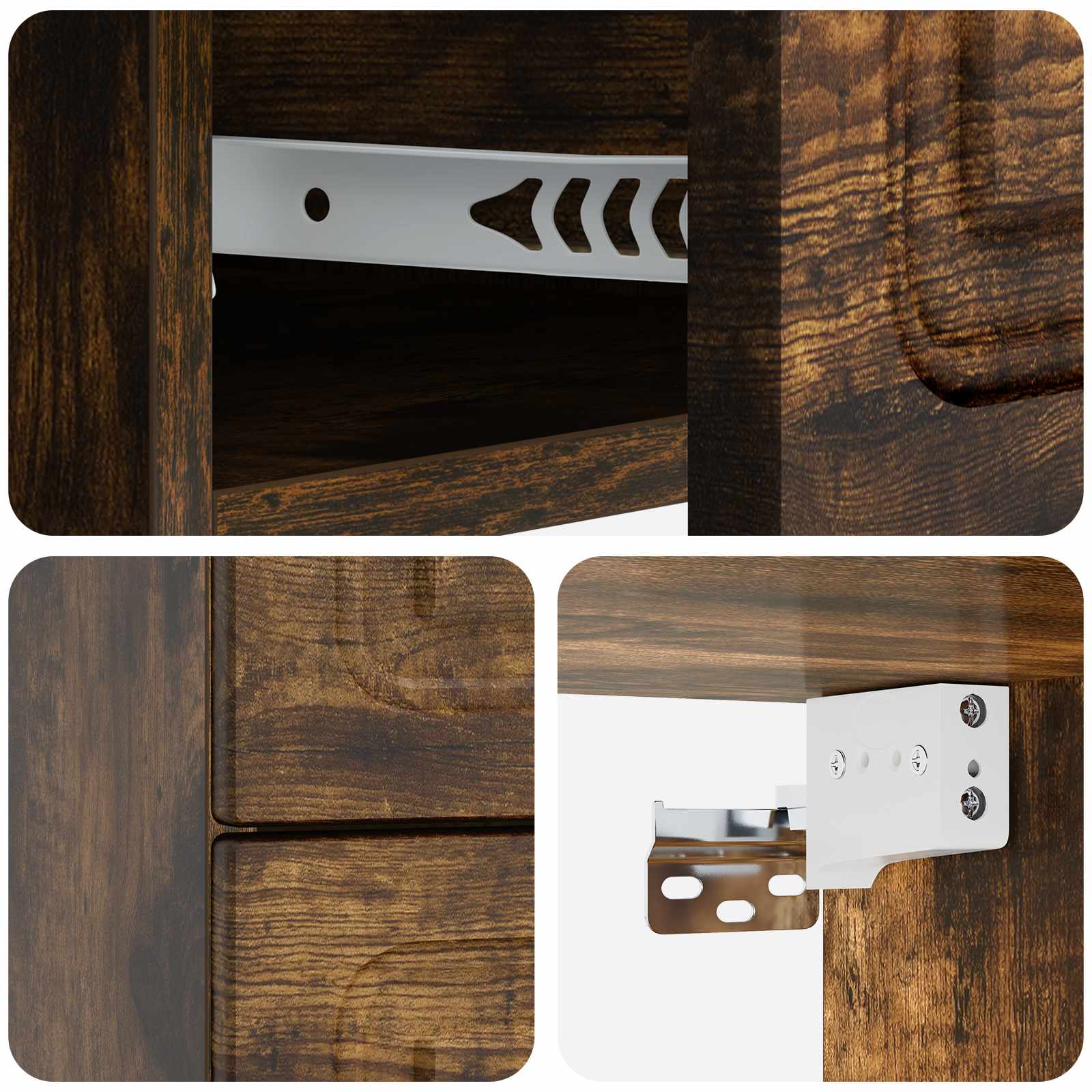 Mobiletto da notte a muro Rovere Fumo 34,5 x 33 x 40 cm