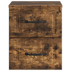Mobiletto da notte a muro Rovere Fumo 34,5 x 33 x 40 cm