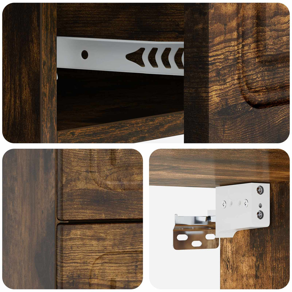 Mobiletto da notte a muro 2 pcs Rovere Fumo 34,5 x 33 x 40 cm