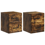 Mobiletto da notte a muro 2 pcs Rovere Fumo 34,5 x 33 x 40 cm