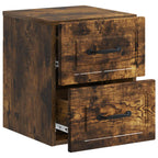 Mobiletto da notte a muro 2 pcs Rovere Fumo 34,5 x 33 x 40 cm