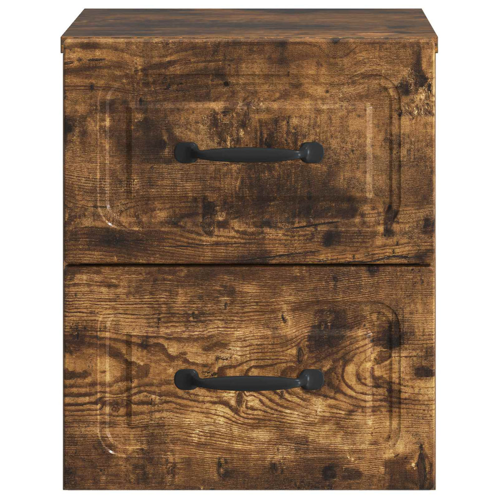 Mobiletto da notte a muro 2 pcs Rovere Fumo 34,5 x 33 x 40 cm
