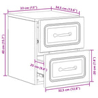 Mobiletto da notte a muro 2 pcs Rovere Fumo 34,5 x 33 x 40 cm