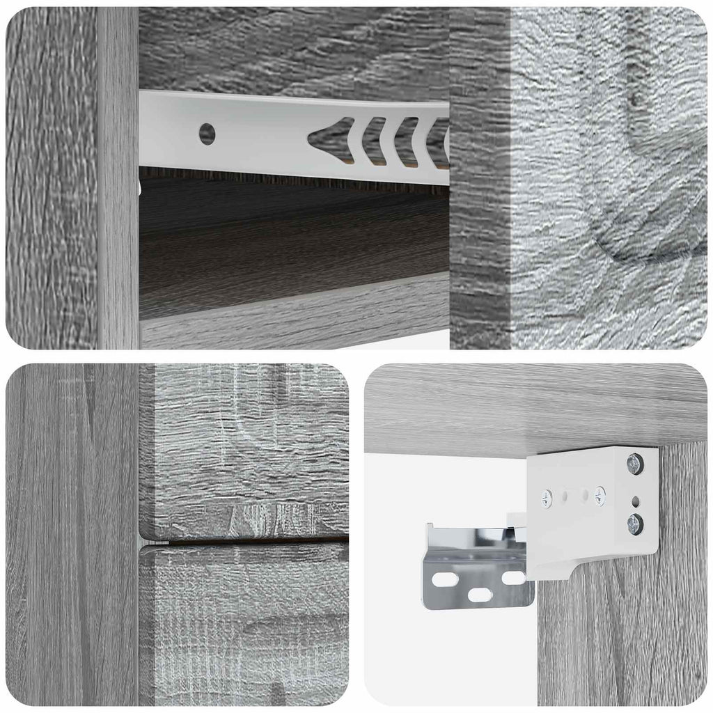 Mobiletto da notte a muro Grigio Sonoma 34,5 x 33 x 40 cm