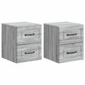 Mobiletto da notte a muro 2 pcs Grigio Sonoma 34,5 x 33 x 40 cm