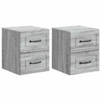 Mobiletto da notte a muro 2 pcs Grigio Sonoma 34,5 x 33 x 40 cm