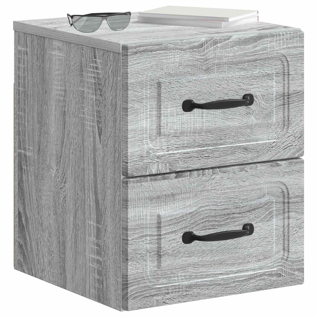 Mobiletto da notte a muro 2 pcs Grigio Sonoma 34,5 x 33 x 40 cm