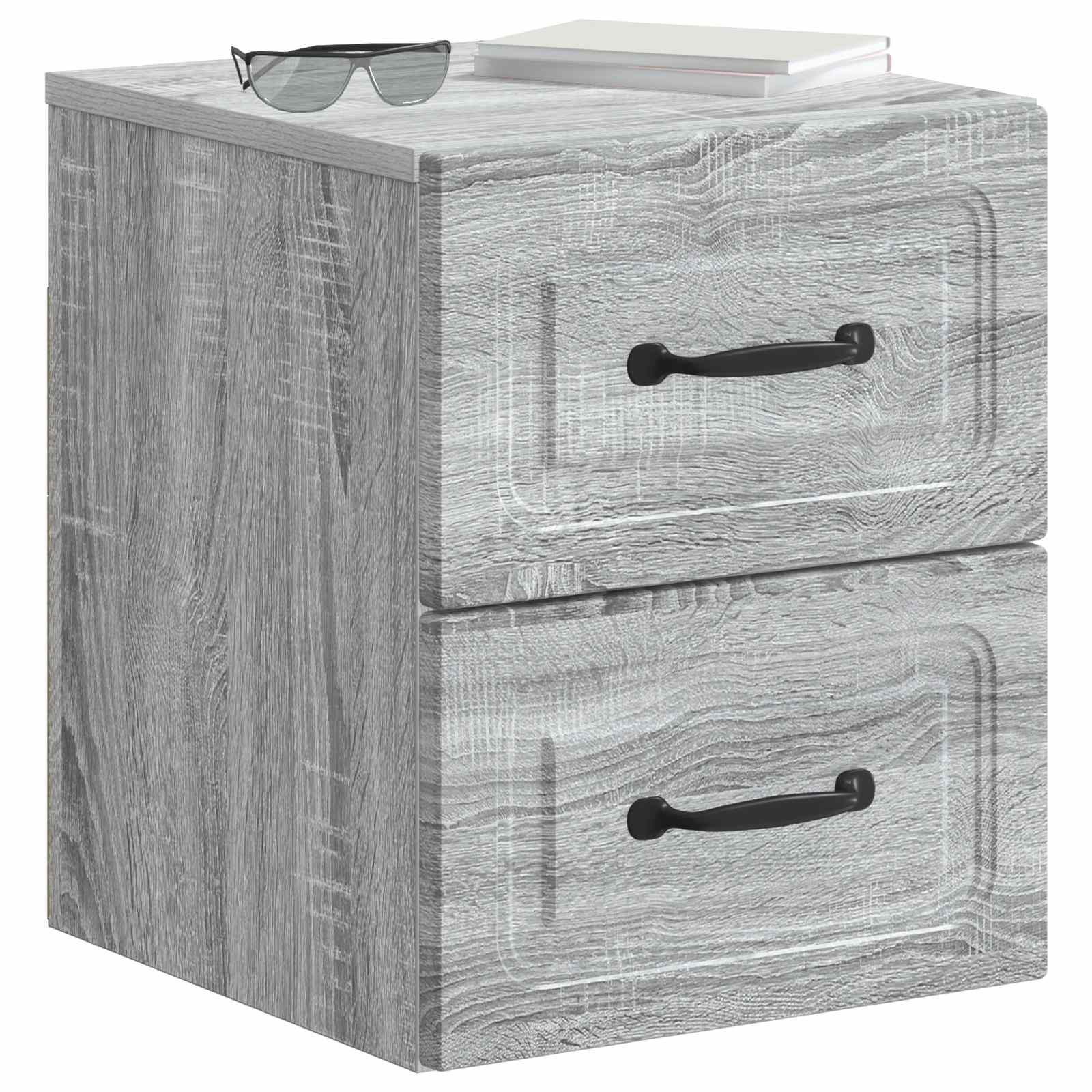 Mobiletto da notte a muro 2 pcs Grigio Sonoma 34,5 x 33 x 40 cm