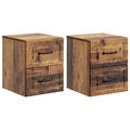 Mobiletto da notte a muro 2 pcs Legno antico 34,5 x 33 x 40 cm