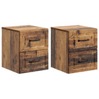 Mobiletto da notte a muro 2 pcs Legno antico 34,5 x 33 x 40 cm