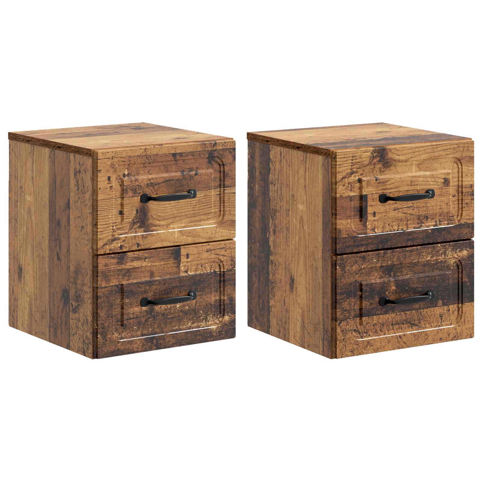 Mobiletto da notte a muro 2 pcs Legno antico 34,5 x 33 x 40 cm