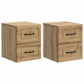 Mobiletto da notte a muro con cassetto 2 pcs Rovere Artigianale