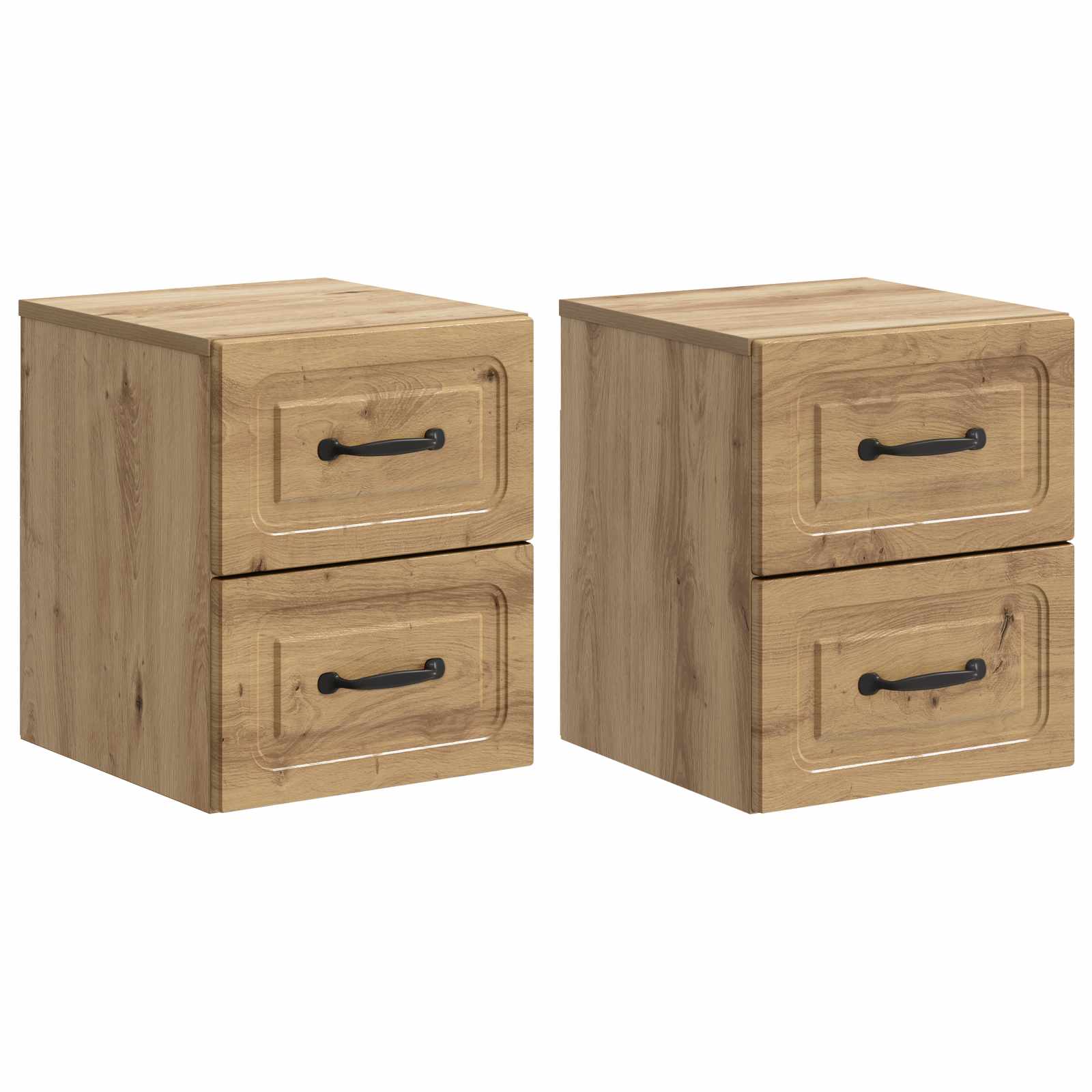 Mobiletto da notte a muro con cassetto 2 pcs Rovere Artigianale
