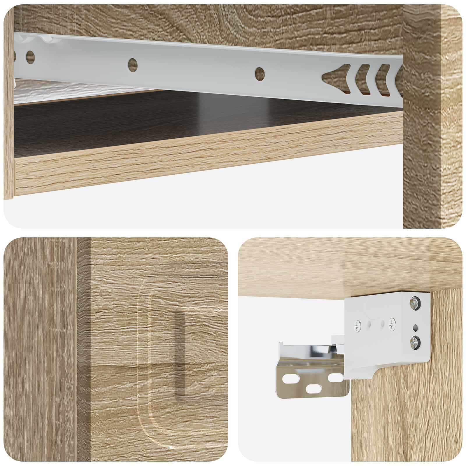 Tavolino da Parete Laterale Rovere Sonoma 59 x 34,5 x 17 cm