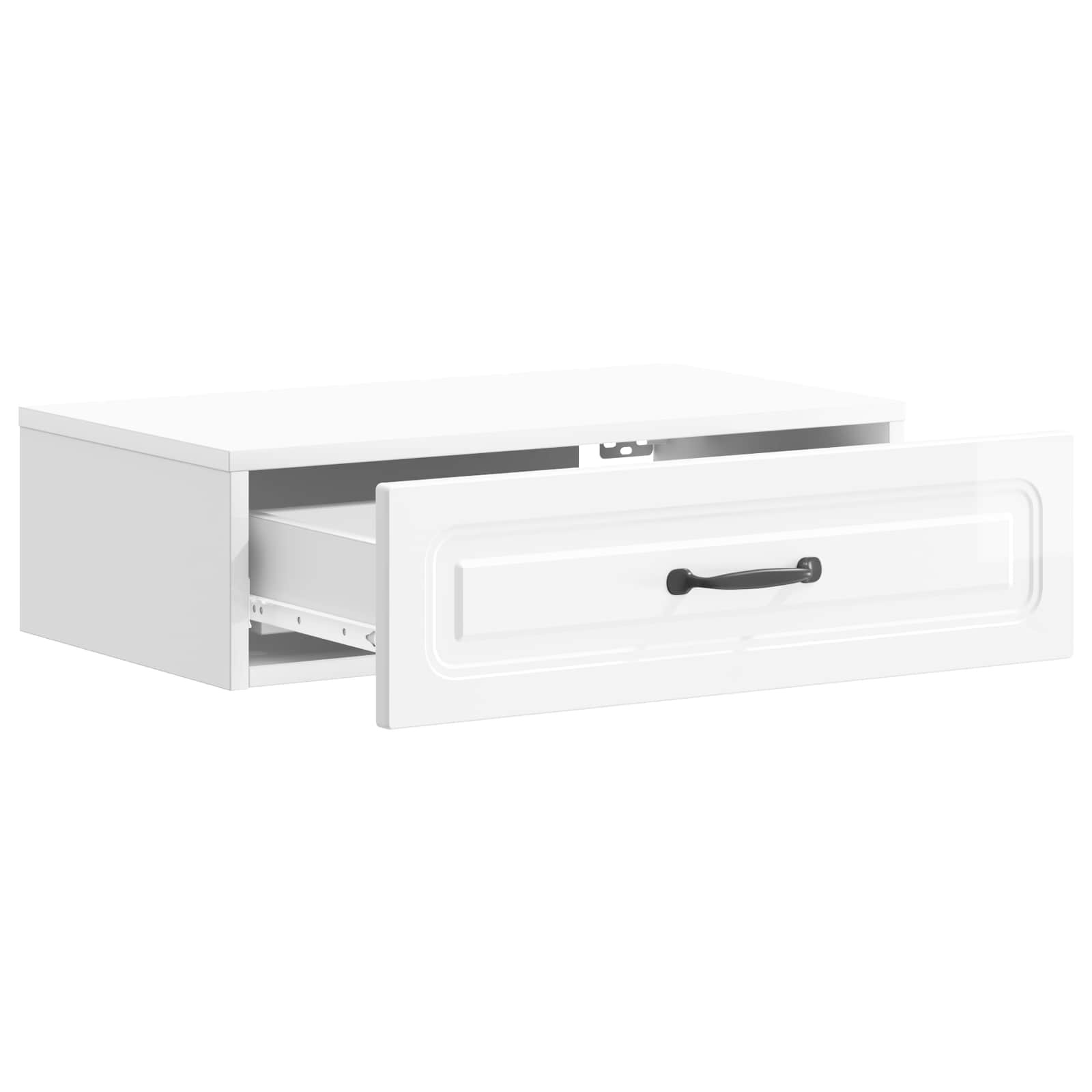 Tavolino da Parete Laterale Bianco Lucido 59 x 34,5 x 17 cm