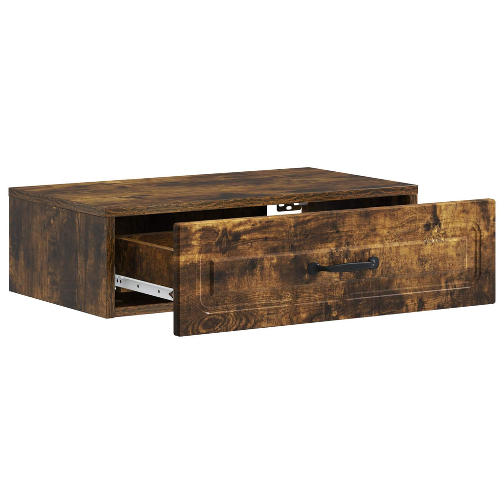 Tavolino da Parete Laterale Rovere Fumo 59 x 34,5 x 17 cm