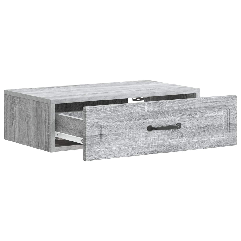 Tavolino da Parete Laterale Grigio Sonoma 59 x 34,5 x 17 cm