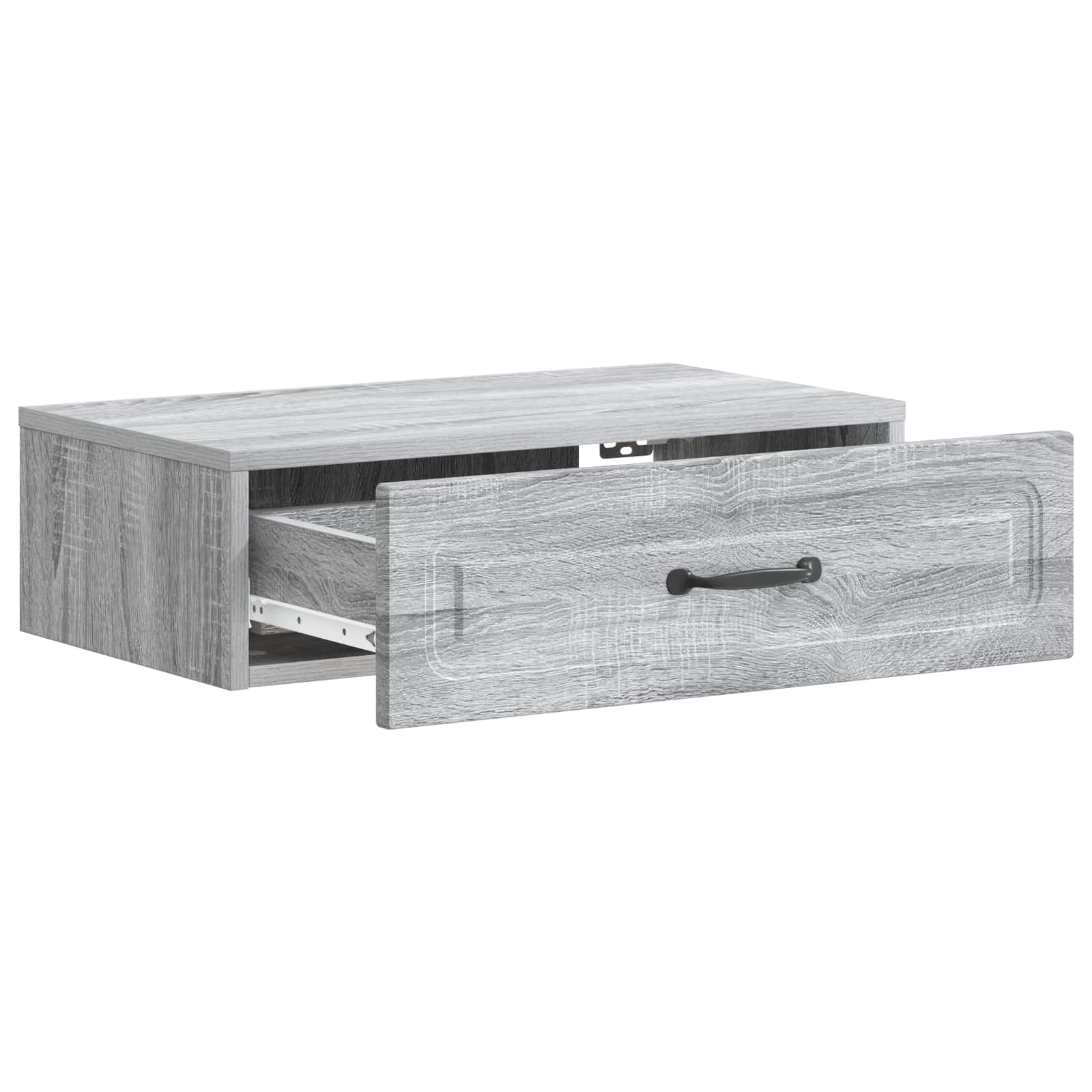 Tavolino da Parete Laterale Grigio Sonoma 59 x 34,5 x 17 cm