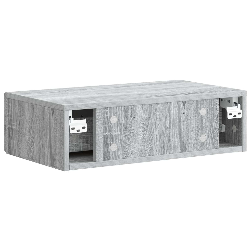 Tavolino da Parete Laterale Grigio Sonoma 59 x 34,5 x 17 cm
