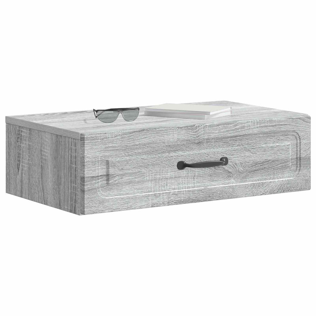 Tavolino da Parete Laterale Grigio Sonoma 59 x 34,5 x 17 cm