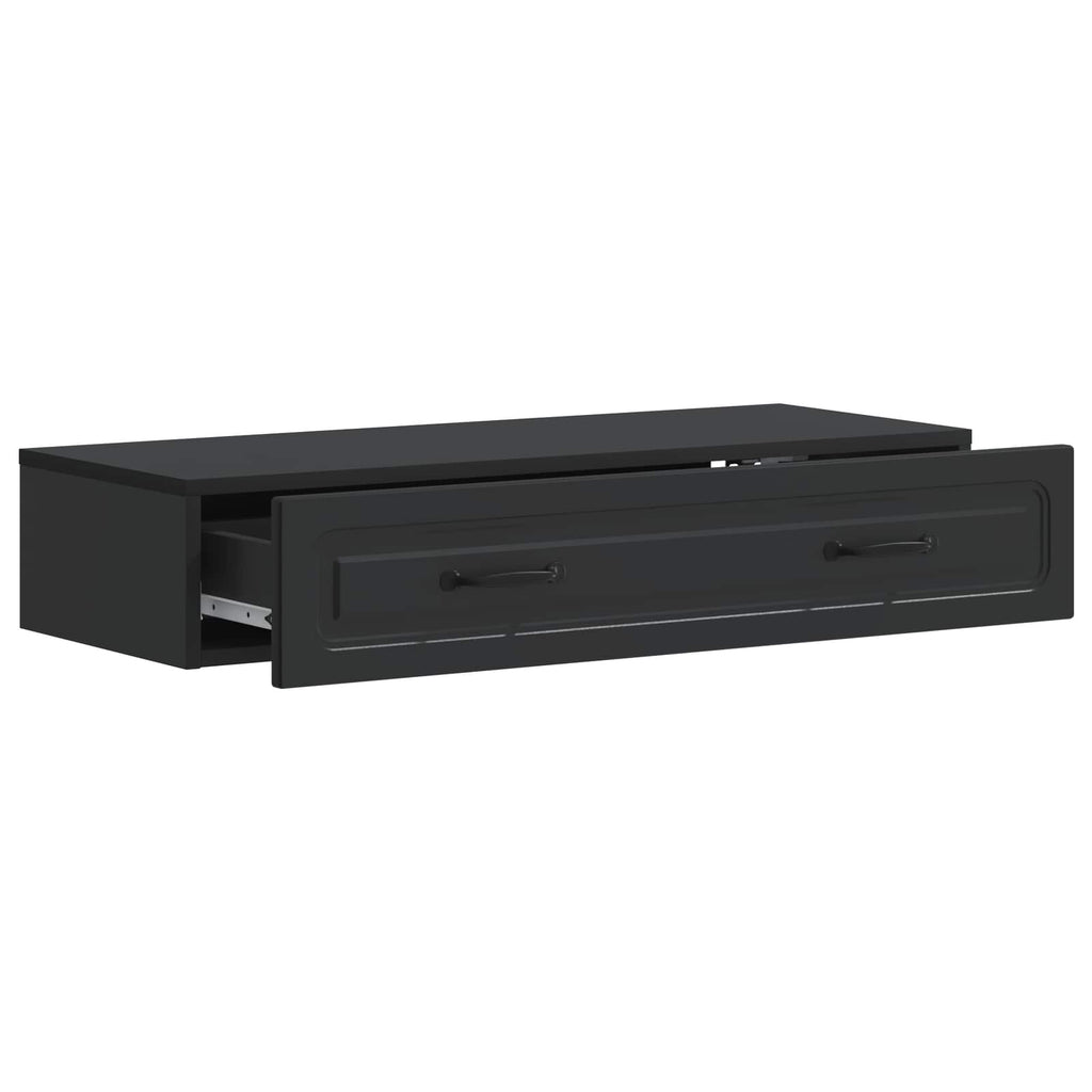 Tavolino da Parete Laterale Nero 87,5 x 34,5 x 17 cm
