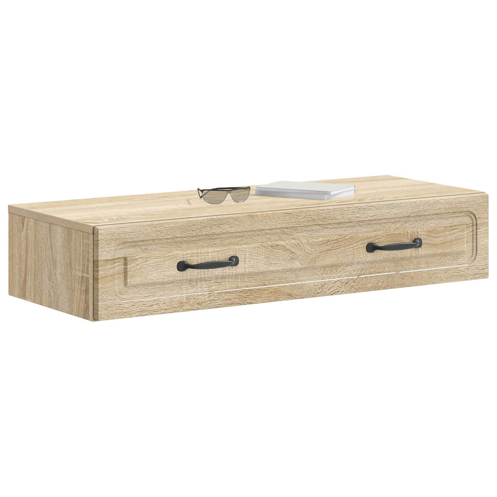 Tavolino da Parete Laterale Rovere Sonoma 87,5 x 34,5 x 17 cm