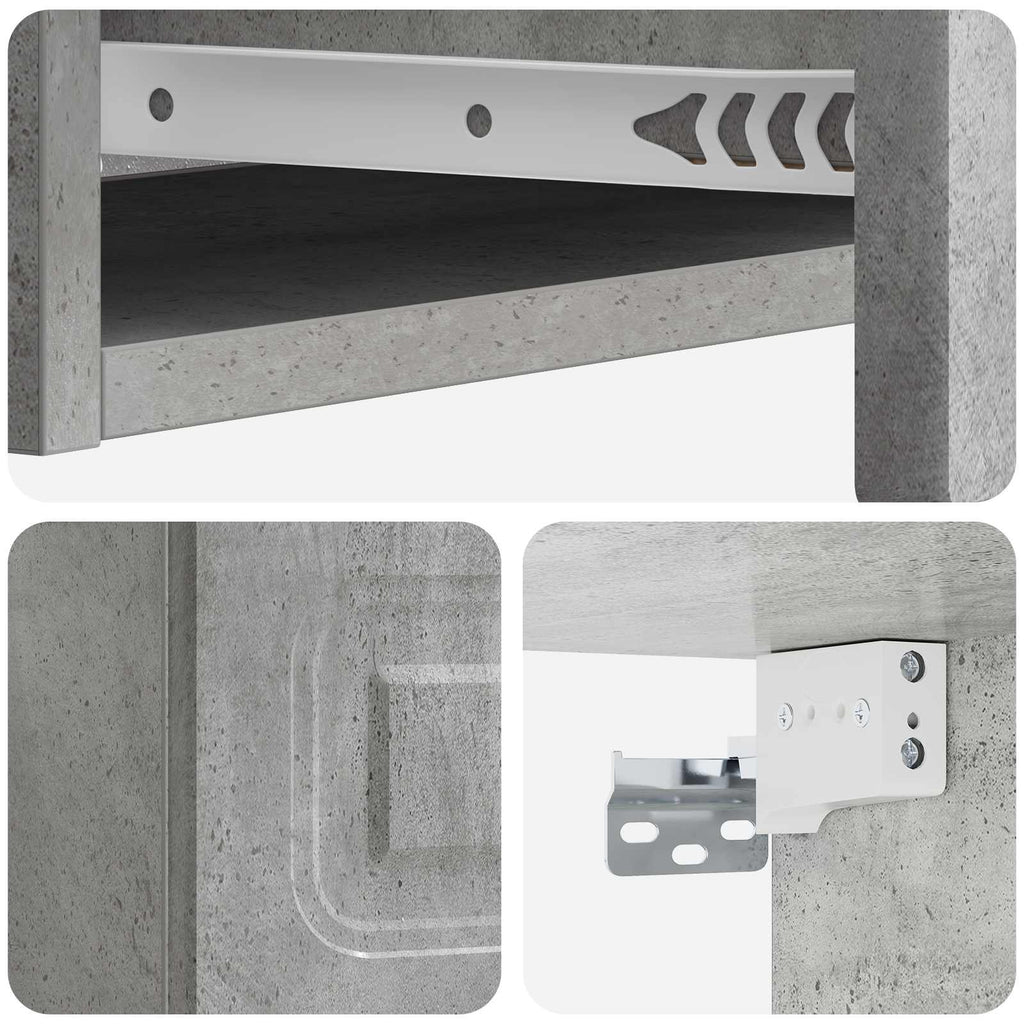 Tavolino da Parete Laterale Grigio Cemento 87,5 x 34,5 x 17 cm