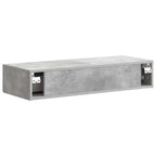 Tavolino da Parete Laterale Grigio Cemento 87,5 x 34,5 x 17 cm