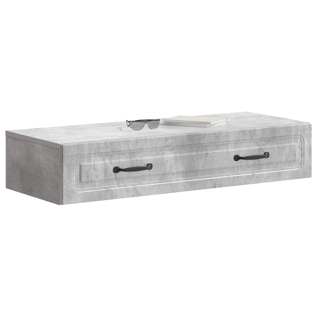 Tavolino da Parete Laterale Grigio Cemento 87,5 x 34,5 x 17 cm