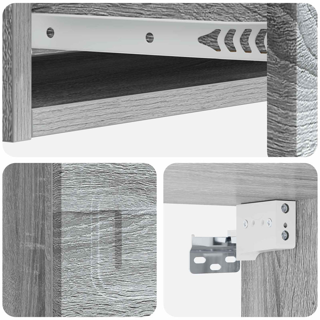 Tavolino da Parete Laterale Grigio Sonoma 87,5 x 34,5 x 17 cm