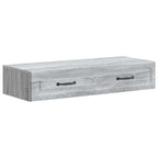 Tavolino da Parete Laterale Grigio Sonoma 87,5 x 34,5 x 17 cm