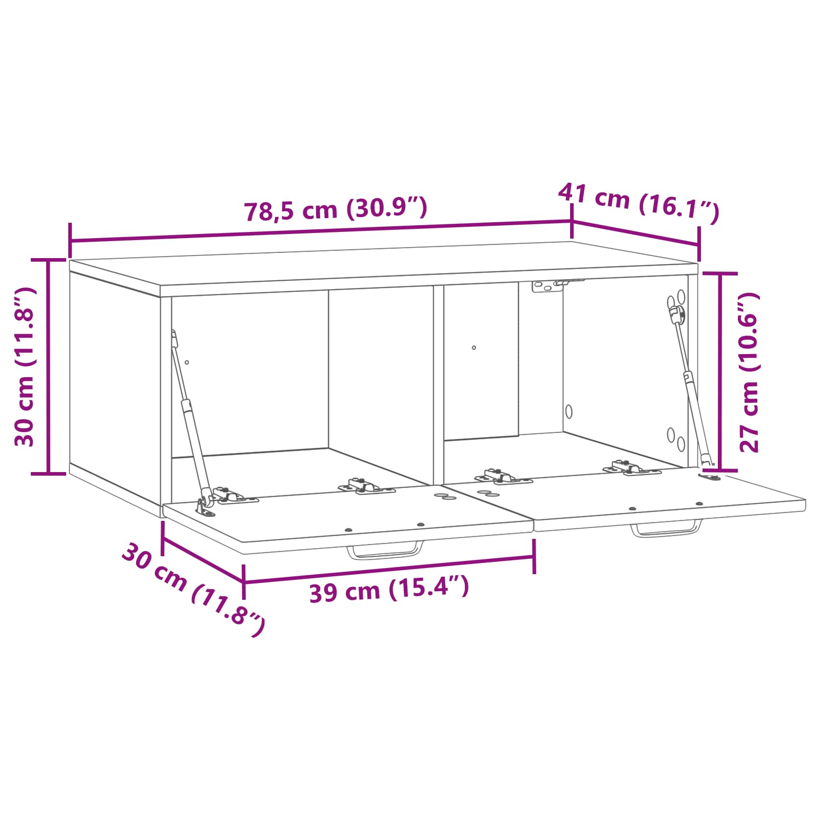 Mobile Porta TV da Muro Grigio Sonoma 78,5 x 41 x 30 cm