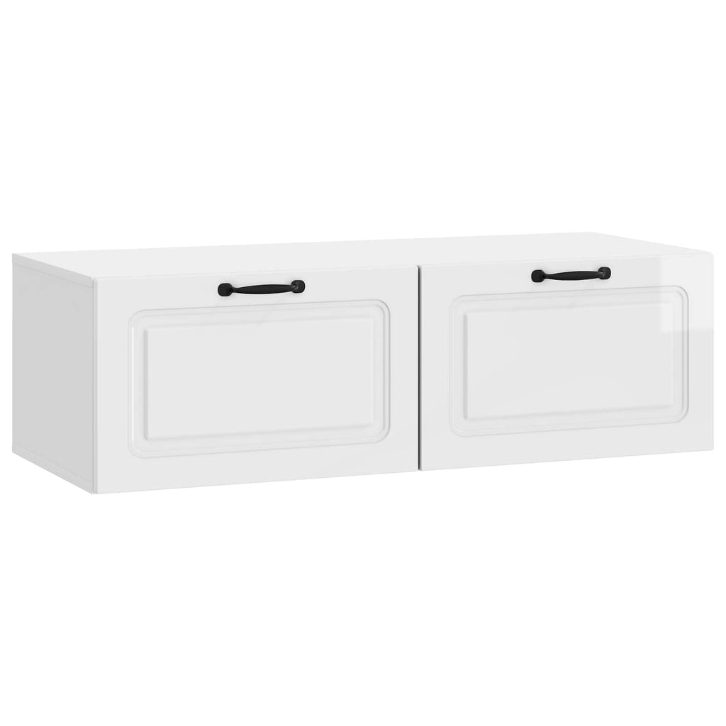 Mobile Porta TV da Muro Bianco Lucido 98 x 41 x 30 cm