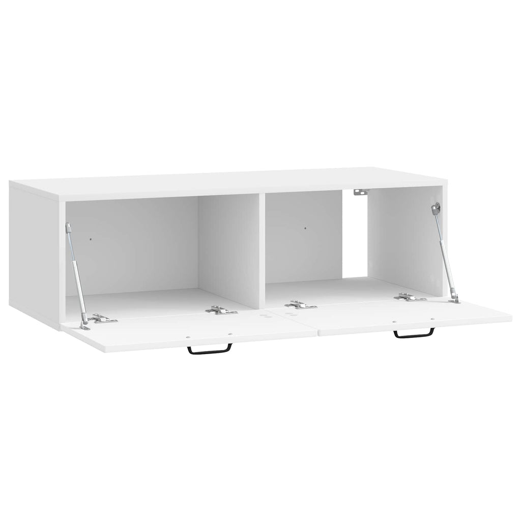 Mobile Porta TV da Muro Bianco Lucido 98 x 41 x 30 cm
