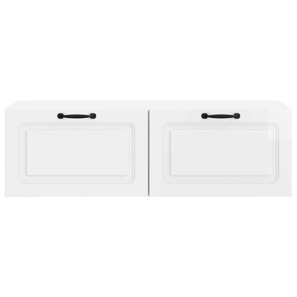 Mobile Porta TV da Muro Bianco Lucido 98 x 41 x 30 cm