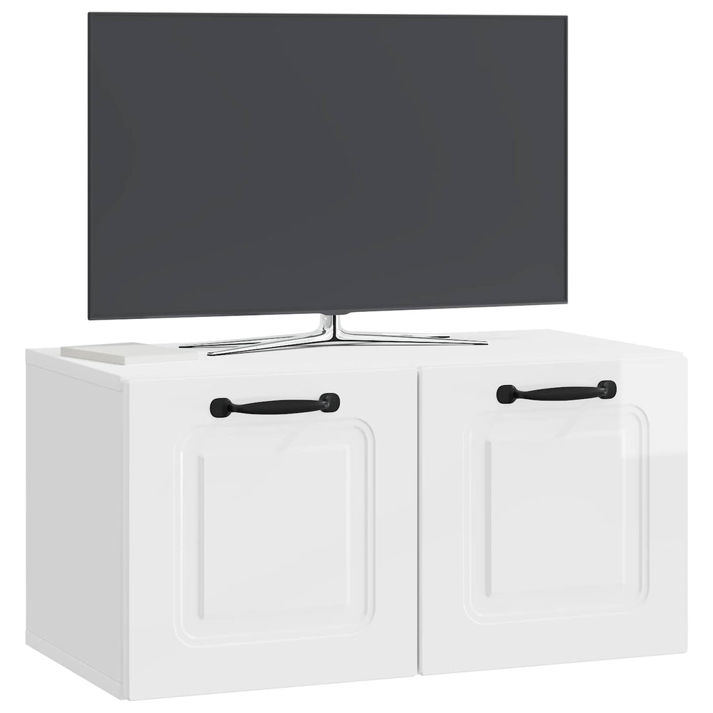 Mobile Porta TV da Muro Bianco Lucido 59,5 x 31 x 30 cm