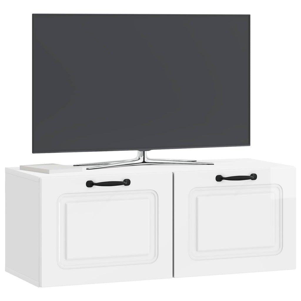 Mobile Porta TV da Muro Bianco Lucido 78,5 x 31 x 30 cm