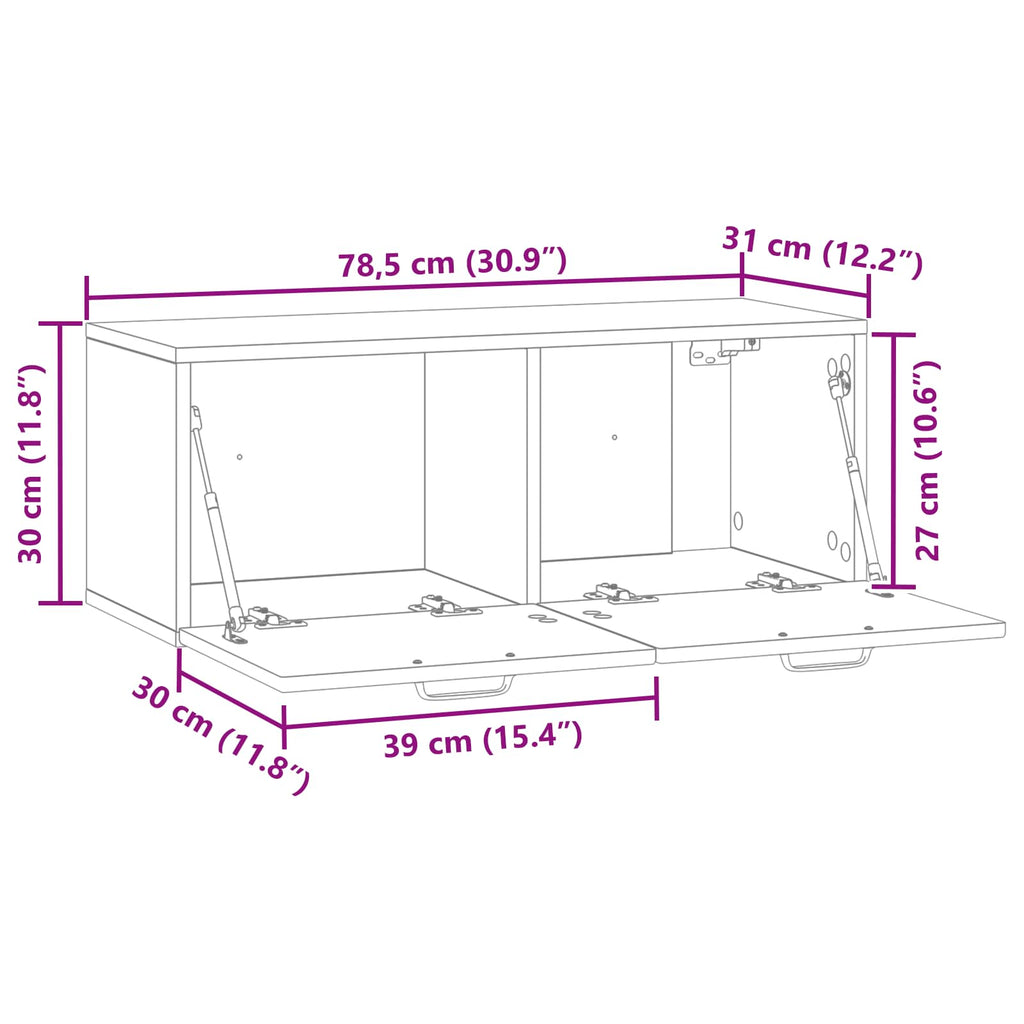 Mobile Porta TV da Muro Rovere Artigianale 78,5 x 31 x 30 cm