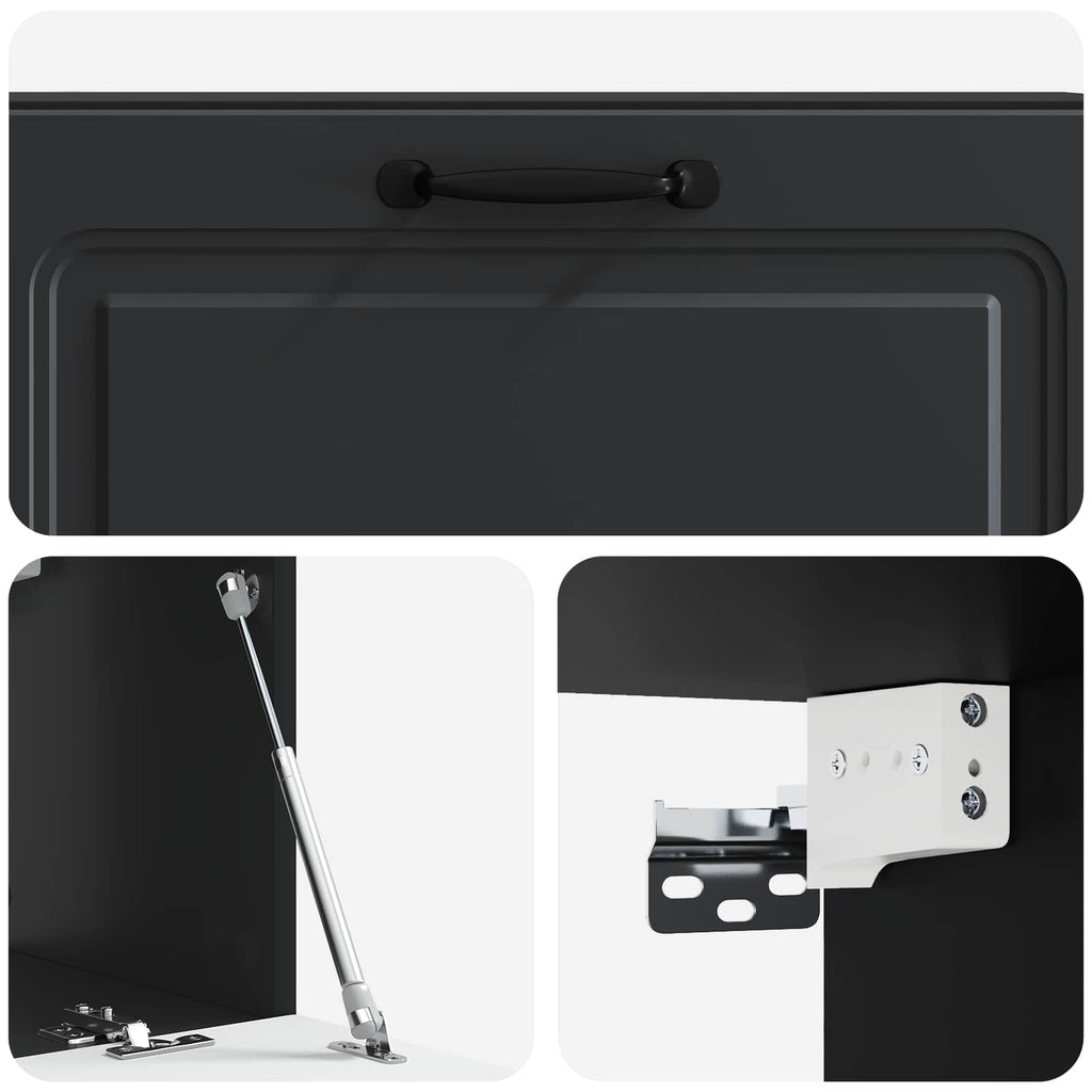 Mobile Porta TV da Muro Montaggio a parete Nero 98 x 31 x 30 cm