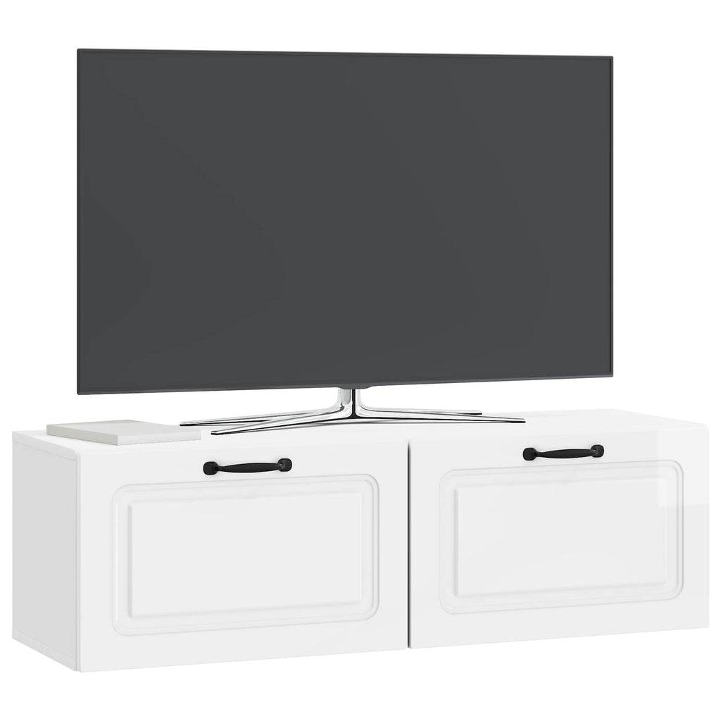Mobile Porta TV da Muro Bianco Lucido 98 x 31 x 30 cm