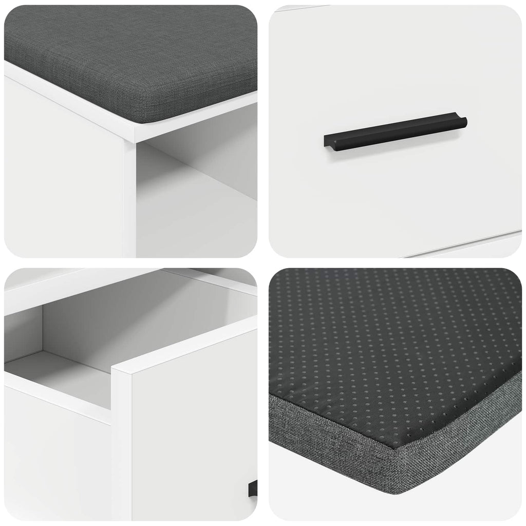 Panca per ingresso con cuscino Bianco 60 x 38 x 46 cm