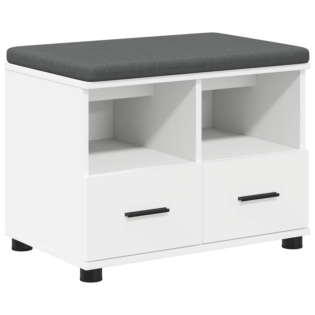 Panca per ingresso con cuscino Bianco 60 x 38 x 46 cm