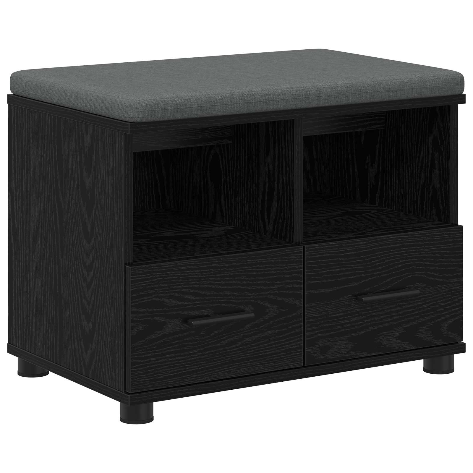Panca per ingresso con cuscino Rovere Nero 60 x 38 x 46 cm